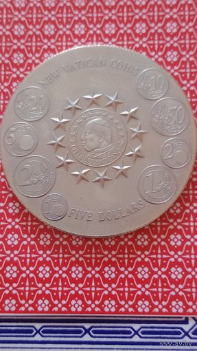 Либерия 5 долларов 2004 новые монеты Ватикана
