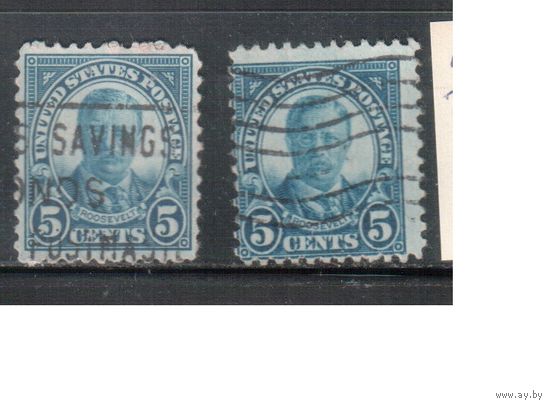 США-1922, (Мих.267 A+F), гаш.    , Стандарт, Личности, Президенты , Рузвельт-различ. зубцовки(2)