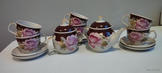 Сервиз чайный Роза (14 предметов), Полонное. СССР