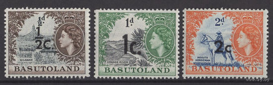 Басутоленд /Basutoland 1961** Елизавета II надпечатка SG#58-60