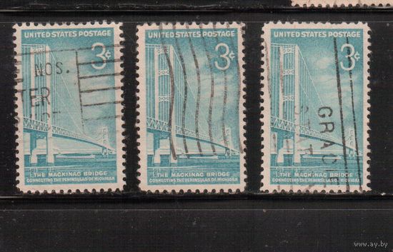 США-1958, (Мих.729), гаш., Мост, Корабль(одиночка) ,цена за 1 м на выбор