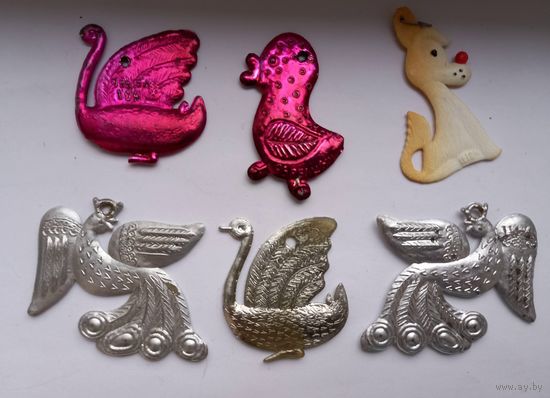 Елочные игрушки СССР 6 штук.Картонаж.