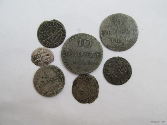 ЛОТ СТАРИННЫХ СЕРЕБРЯННЫХ МОНЕТ.