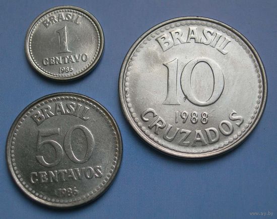Бразилия. 1 и 50 Сентаво. 10 Крузадо (звезды)