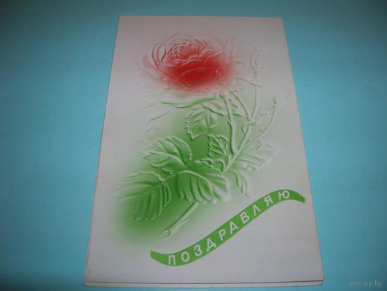 СССР 1960 год Поздравляю. Цветы. Тиснение. Корюковка. Украина. Подписана. Двойная