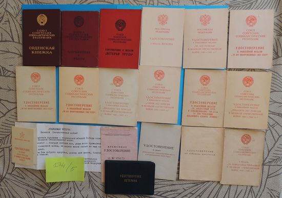 Наргадные документы на одно лицо (Отвага, Трудовая Слава 3 степени и др.)