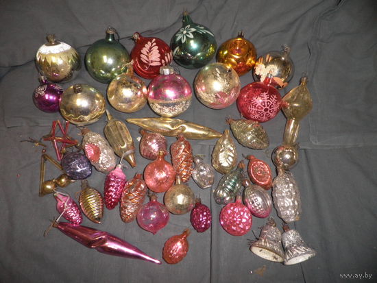 Новогодние ёлочные игрушки родом из СССР 40 шт.(лот 04).С рубля.