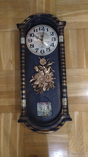 Часы настенные, серия: Маятник, "Павлины", 37х10х93 см