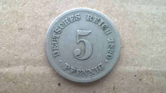Германская империя 5 пфеннигов, 1890"F". (D-86)