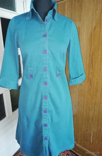 Платье из хлопка с добавкой 3% эластана спортивного покроя, Индия фабричная, 44-46р,можно носить под ремешок42р., очень удобное в использовании,красивого цвета и хорошего качества ткань.
