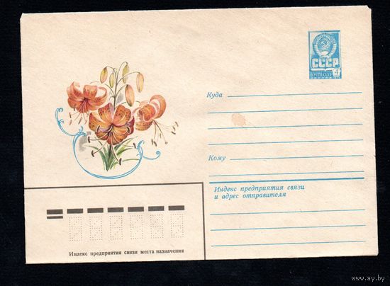 Художественный маркированный конверт СССР N 13971 (11.12.1979) Лилия