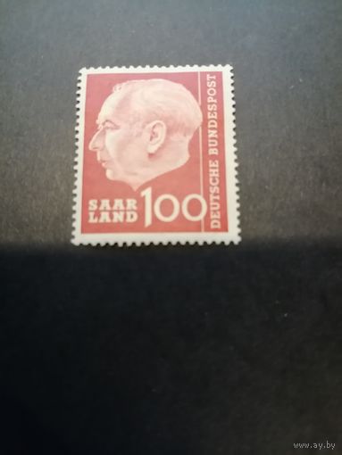 СААР 1957 марка из серии "Президент Теодор Хойс" (чистая* с наклейкой) Mi.398 каталог 3.00 евро