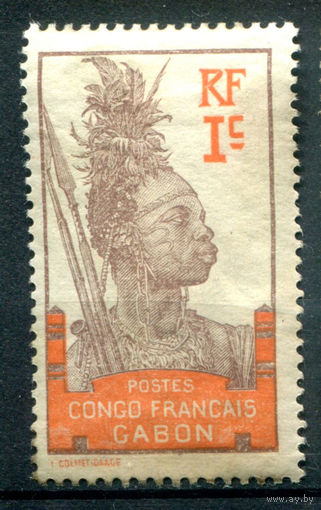 Французские колонии - Габон - 1910г. - воин, 1 с - 1 марка - MH [Mi 33]. #4-W1-125-A-1