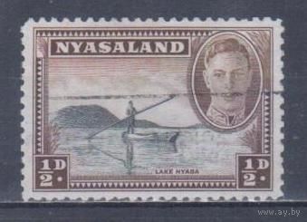 [2057] Британские колонии. Ньясаленд 1945. Георг VI.Лодка.Озеро Ньяса. Гашеная марка.