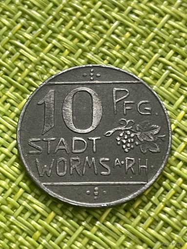 Германия (Германская Империя) Вормс 10 пфеннигов 1918 г. (Fe)