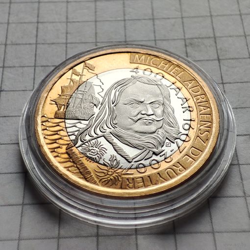 Нидерланды .1 рейтер 2007 г. Памятная монета .400 летие со дня рождения адмирала Рюйтера.