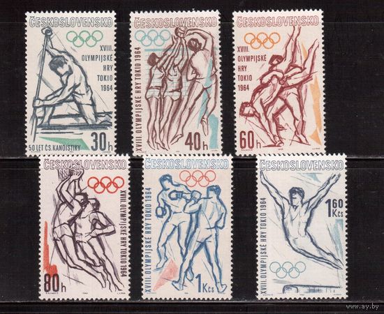 Чехословакия-1963,(Мих.1432-1437) , ** , Спорт, ОИ-1964
