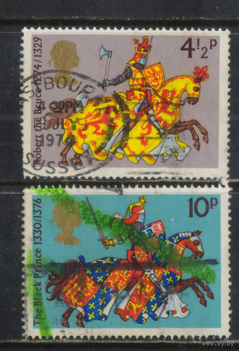 Великобритания 1974 EII Рыцари Роберт I Брюс Эдвард - черный принц #654,657