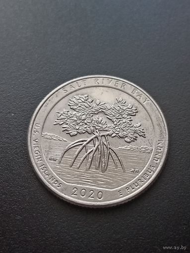 США. 25 центов  2020 г. D. - Национальный исторический парк и экологический заповедник Бухта Солёной реки