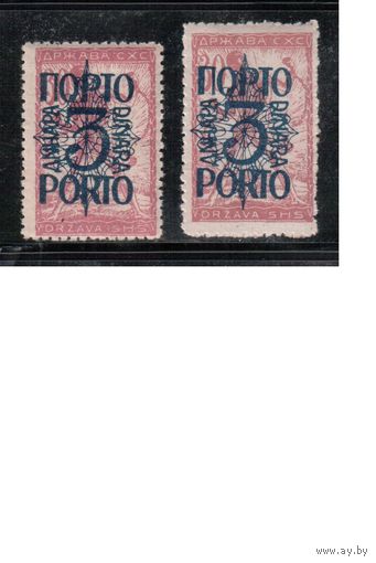 Югославия-1920(Мих.49)  ** , Стандарт, Надп. , Служебные марки, 2 размера