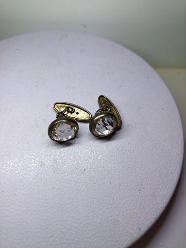 С рубля без мц. запонки под хрусталь сЗвезда875пр. 6СЮ диам 1.5см.
