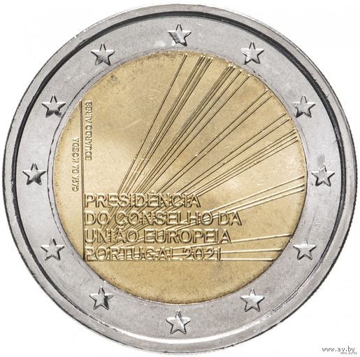 2 евро 2021 Португалия Председательство в Совете ЕС UNC из ролла