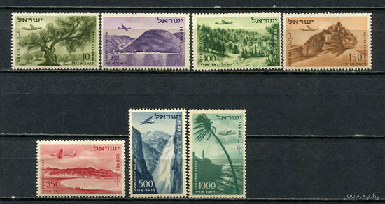 Израиль - 1953/1954 - Природа. Авиамарки - (пятно на клее у ном. 70) - [Mi. 81-86] - полная серия - 7 марок. MNH.  (Лот 74HE)-T41P8