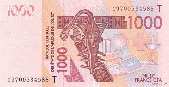 Того 1000 ффранков образца 2019 года UNC p815t