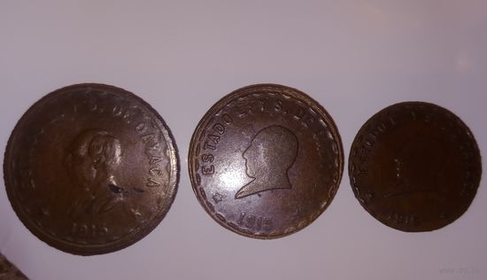 Мексиканские медные монеты 1915г. Редкие