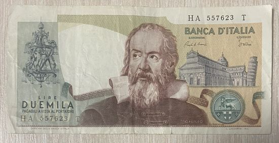 Банкнота 2000 лир 1973-1983 год Италия