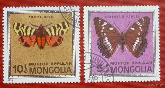 Монголия. Бабочки. ( 2 марки ) 1974 года. 11-8.
