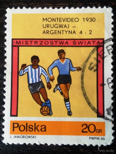 Польша, 1966. Футбол. Чемпионат мира. 1 марка из серии. Гаш.