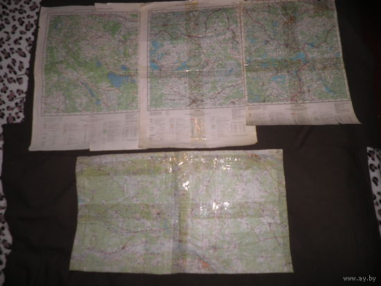 Карты (39х34 см) Краслава,Даугавпилс,Поставы,Мозырь,Пе триков.70-е г.С рубля.