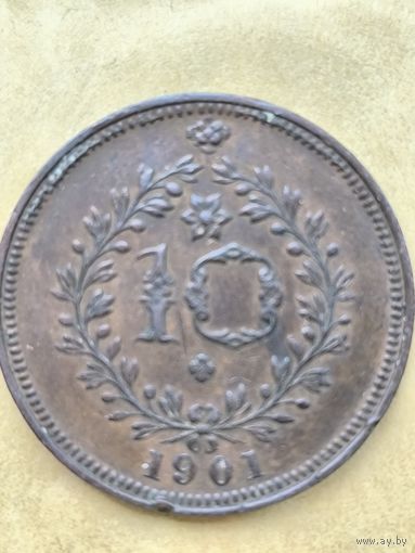 Azores 1901. 10 reis