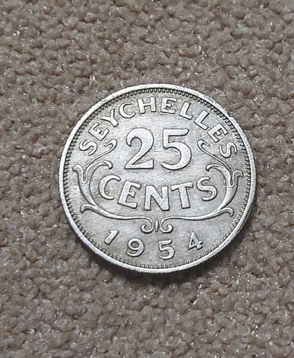 Сейшелы 25 центов, 1954 Елизавета II