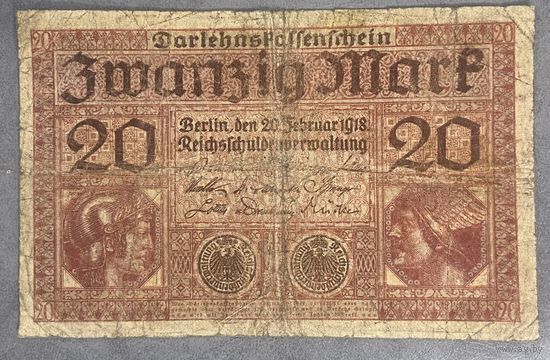 Банкнота 20 марок 1918 год. Германская империя.