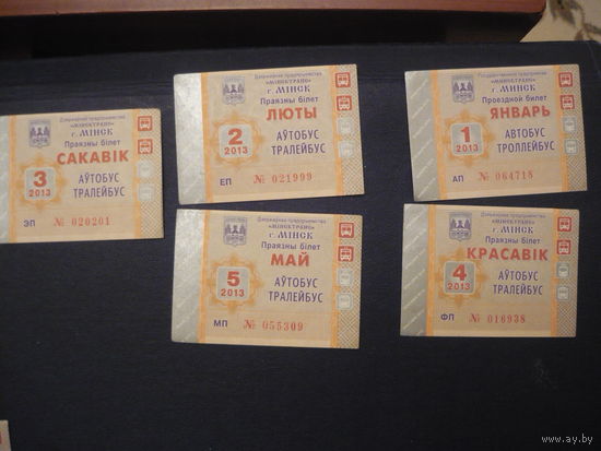 Проездные билеты. г.Минск 2013.