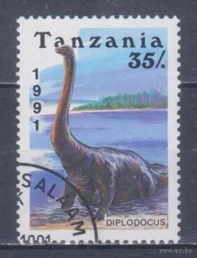 [1135] Танзания 1991. Древняя фауна.Динозавры. Гашеная марка.