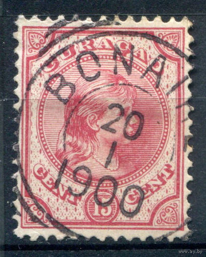 Нидерландские колонии - Кюрасао - 1892/96г. - королева Вильгельмина, 15 с - 1 марка - гашёная [Mi 27]. #3-WB-89-A-1