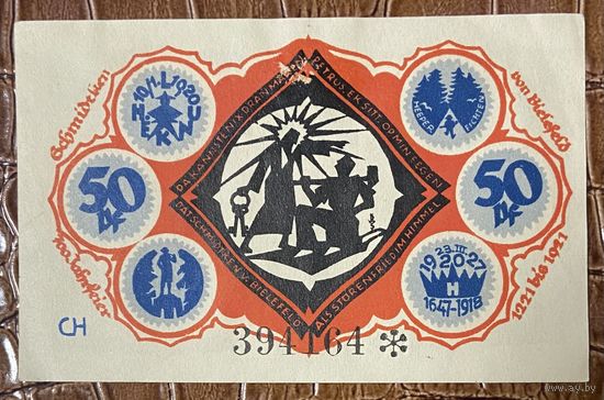 Нотгельд 50 пфеннигов 1921 год. Билефельд,. Веймарская республика