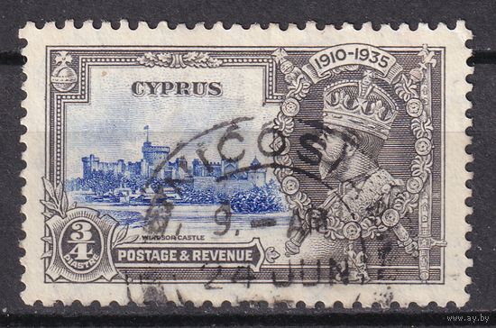 46.BrKS. Великобритания. Колонии. Кипр. Серебряный юбилей. Георг V. 1935 г. 3/4Pia. Mi.#129.