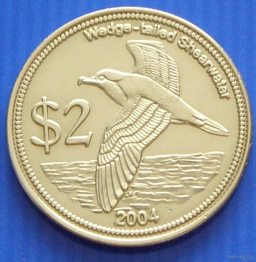 Кокосовые острова. 2 доллара 2004 год  X#16  "Клинохвостый буревестник" Тираж: 20.000 шт