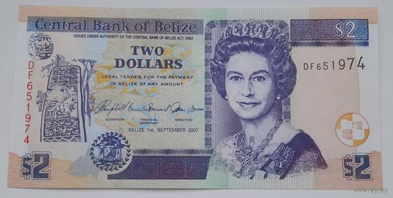 Белиз 2 доллара 2007 года UNC