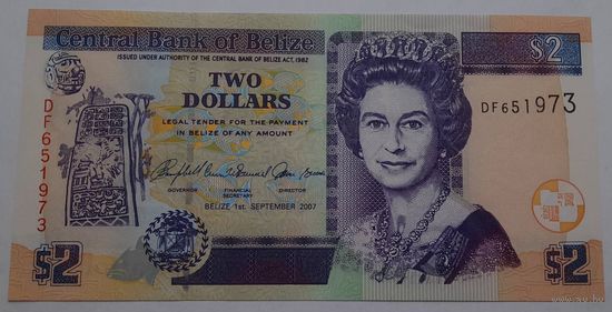 Белиз 2 доллара 2007 года UNC