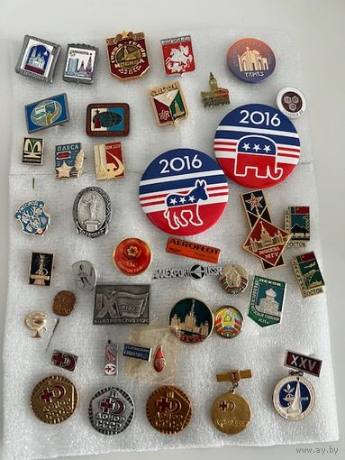 Сборные значки: медицина, путешествия, Москва, США, МГУ, Дальний Восток, доноры, редкие города цена за все