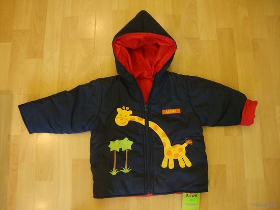 Куртка НОВАЯ детская демисезонная с капюшоном двухсторонняя, размер 12 - 24 месяца.
