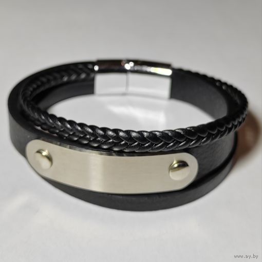 Браслет кожаный (с элементом для гравировки)
