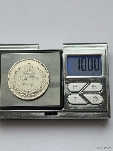 2 лата 1925 года. Латвия. Серебро 835. Монета не чищена. L45565.