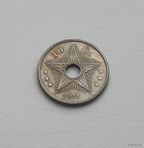 БЕЛЬГИЙСКОЕ КОНГО  10 сантимов 1911 г.