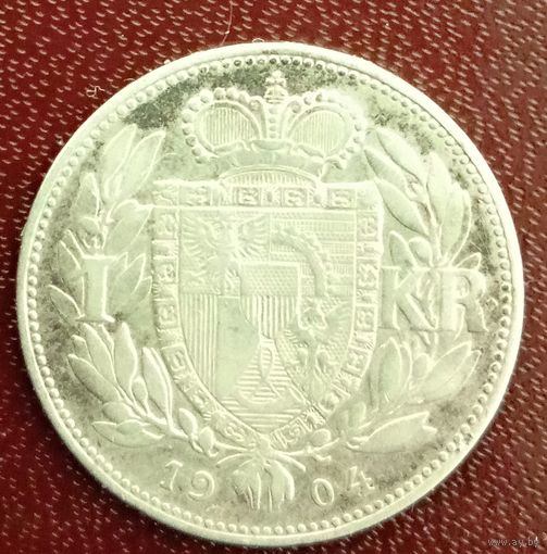 Лихтенштейн 1 крона 1904. Редкость. Тираж 75000